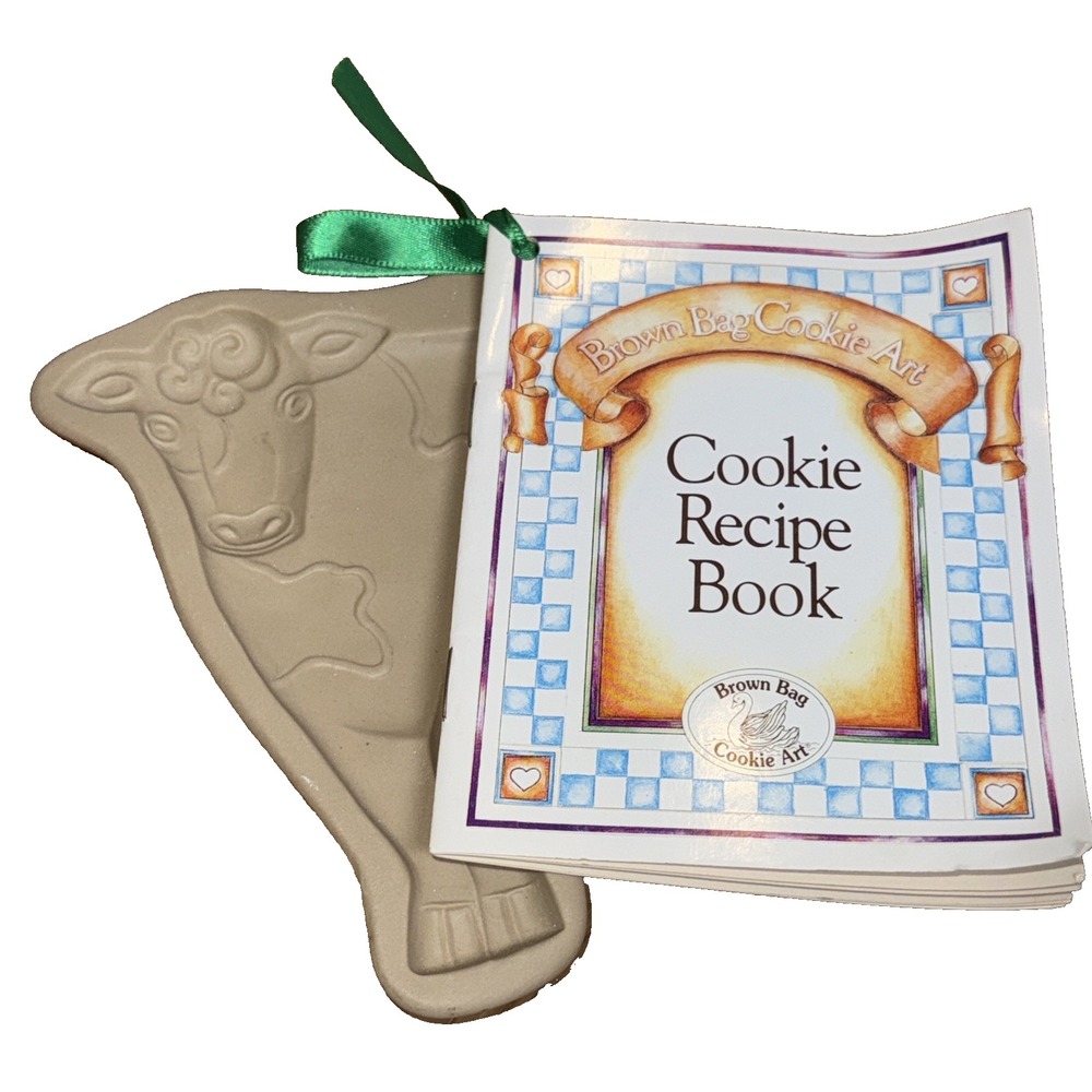 Cow Brown Bag Cookie Art Molds W/Recipe Booklet 1993 Hill Designs